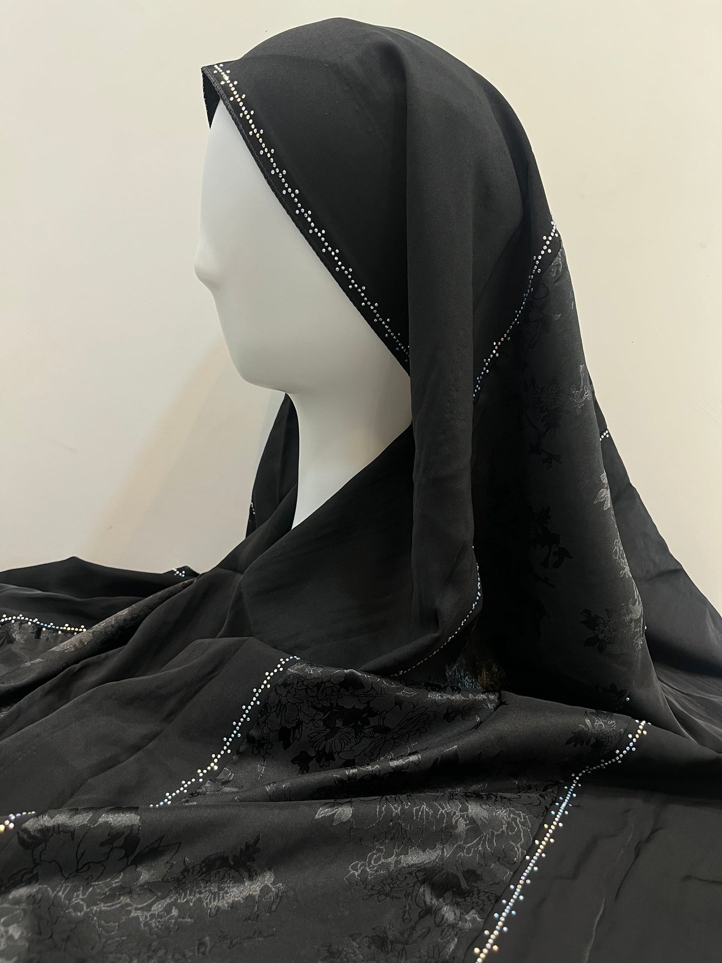 Black Dual Fabric Luxury Hijab