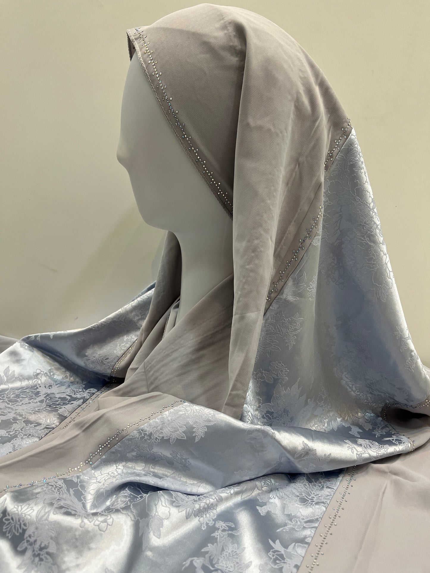 Grey Dual Fabric Luxury Hijab