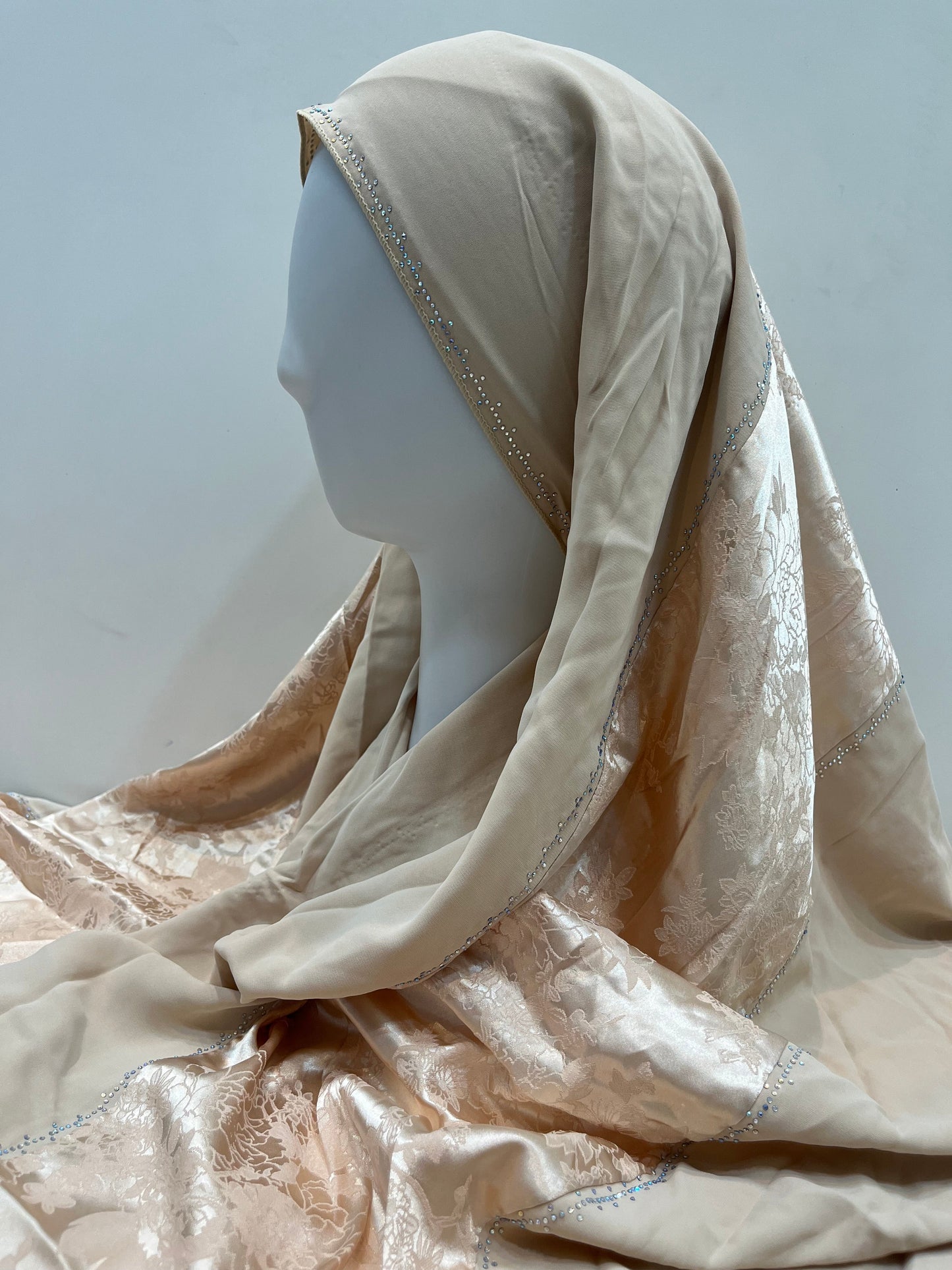 Light Gold Dual Fabric Luxury Hijab