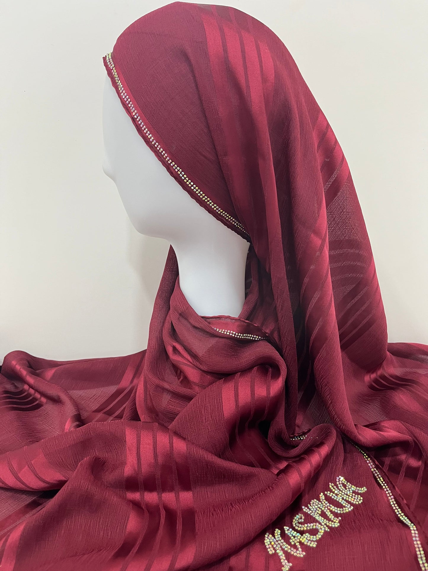 Maroon Partywear Chiffon Hijab