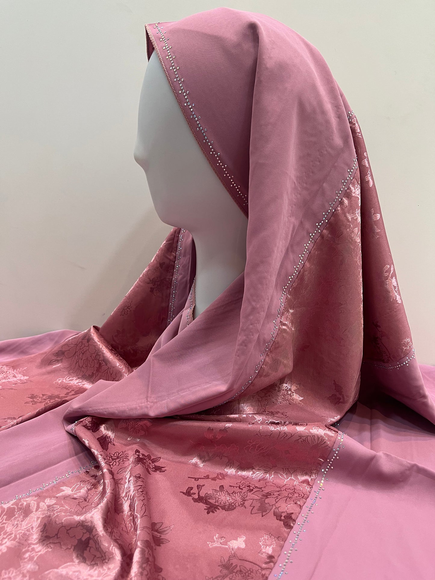 Rose Pink Dual Fabric Luxury Hijab