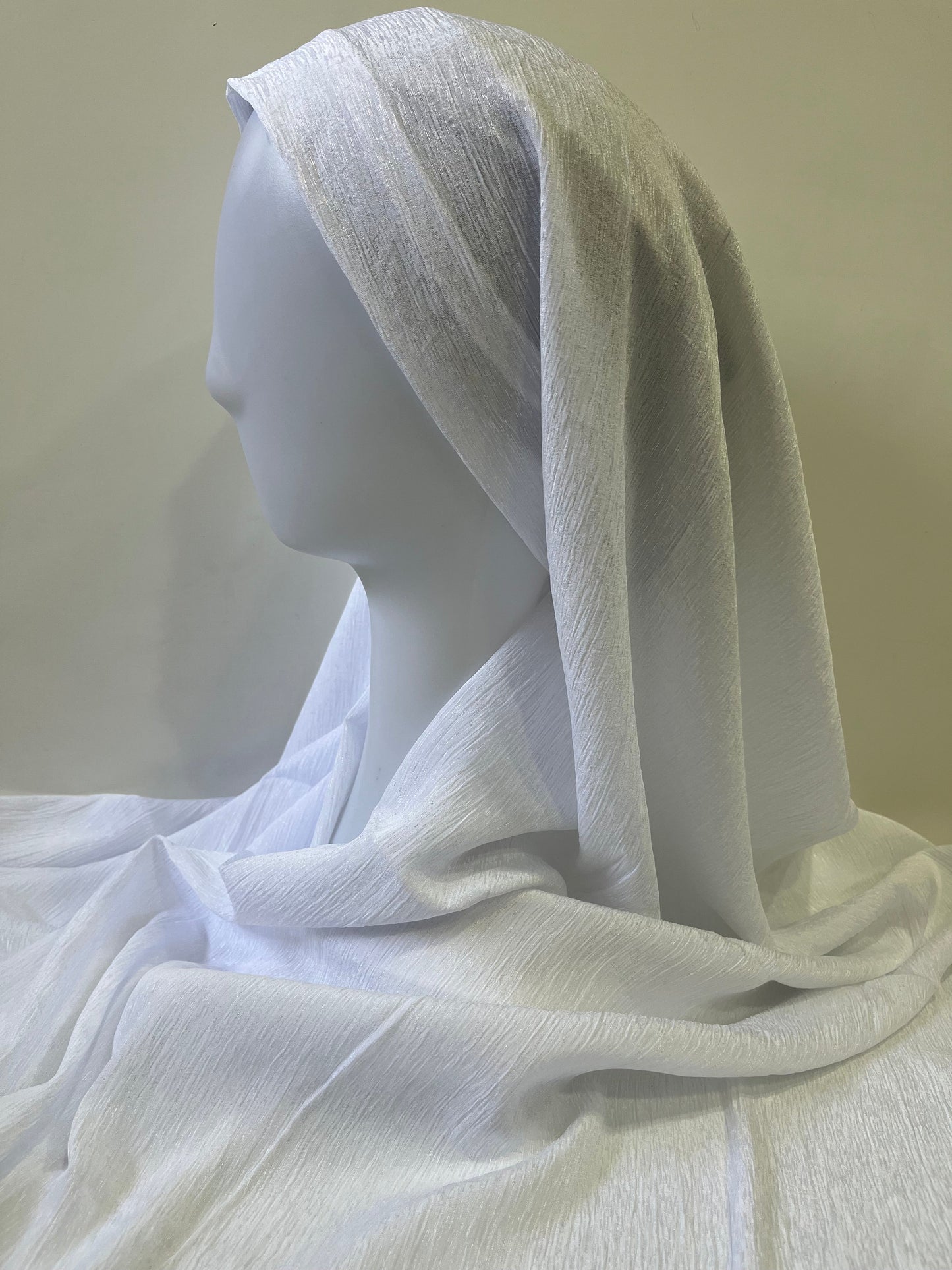 White Silver Chiffon Hijab