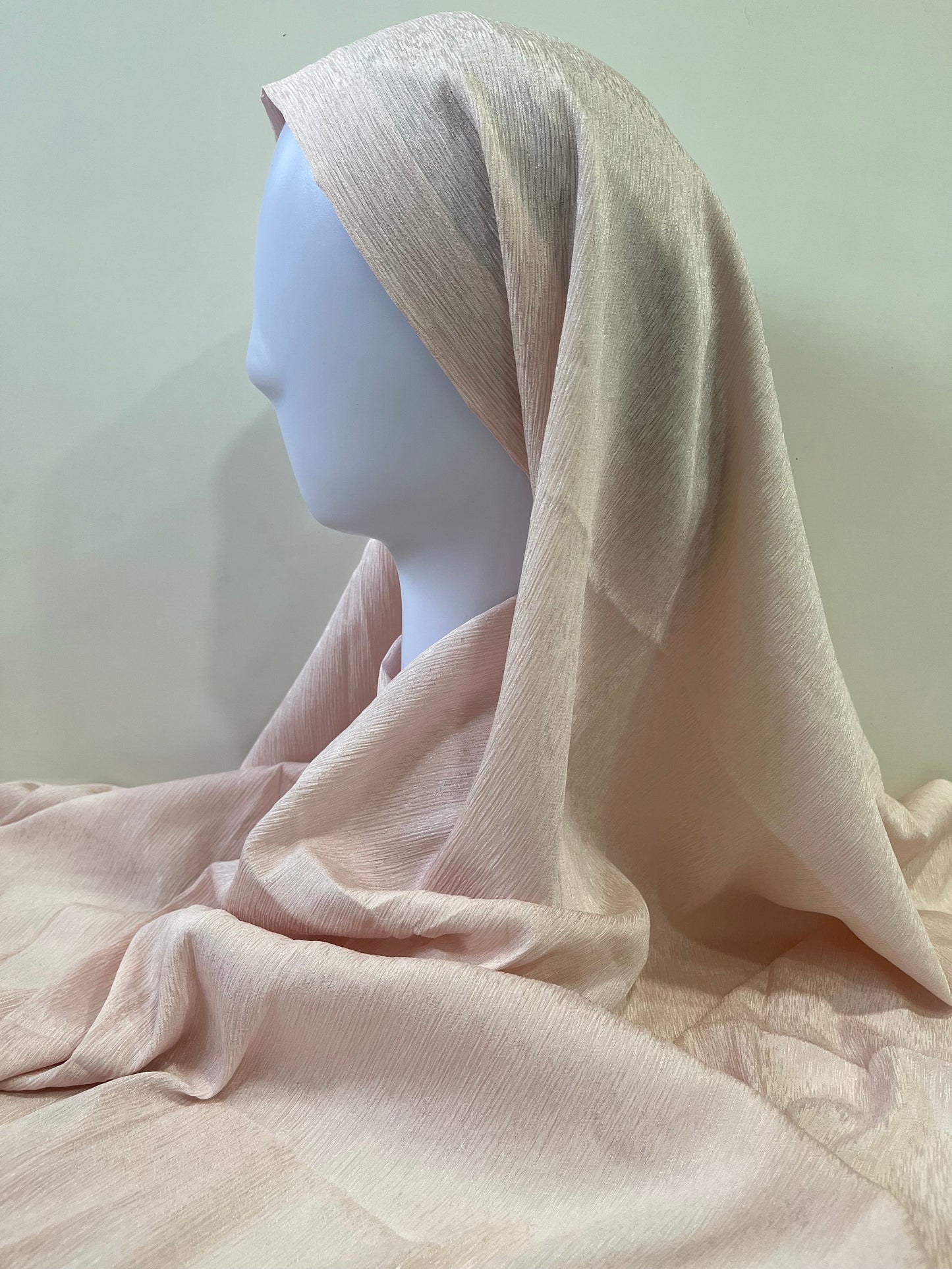 Baby Pink Silver Chiffon Hijab