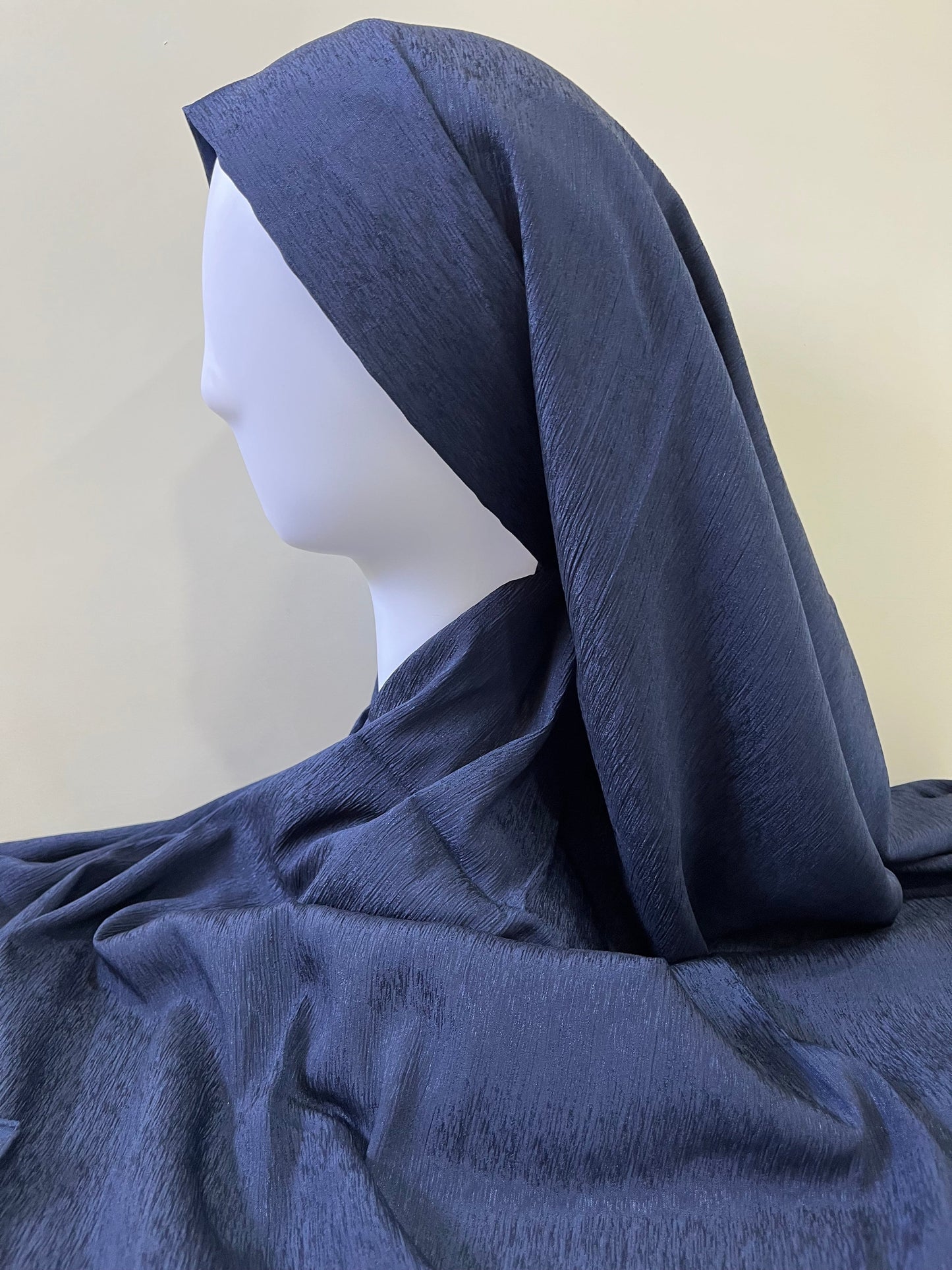 Navy Silver Chiffon Hijab