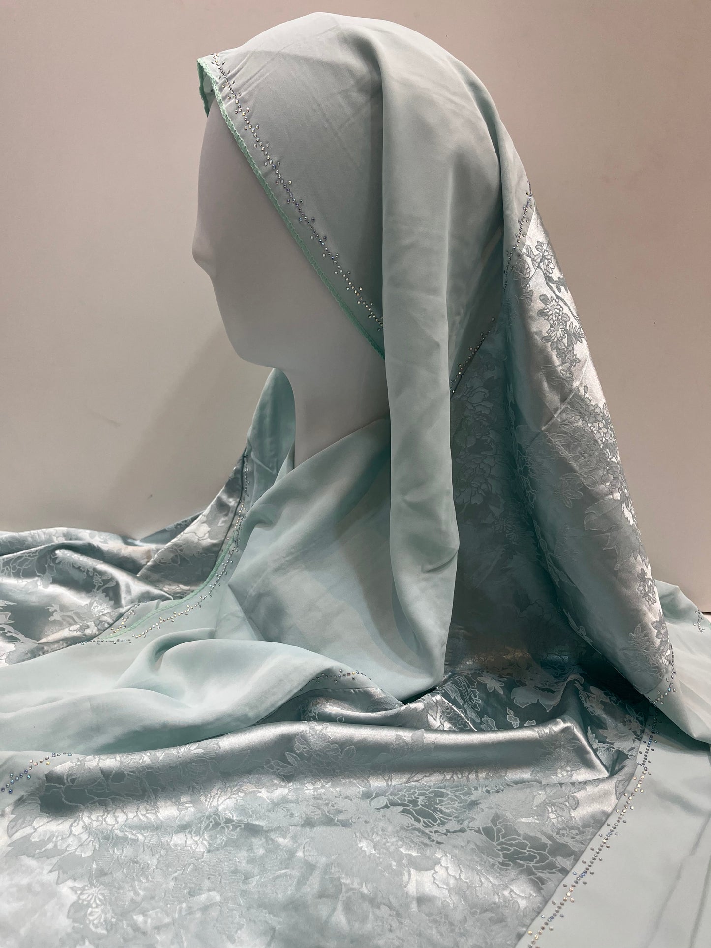 Sea Green Dual Fabric Luxury Hijab