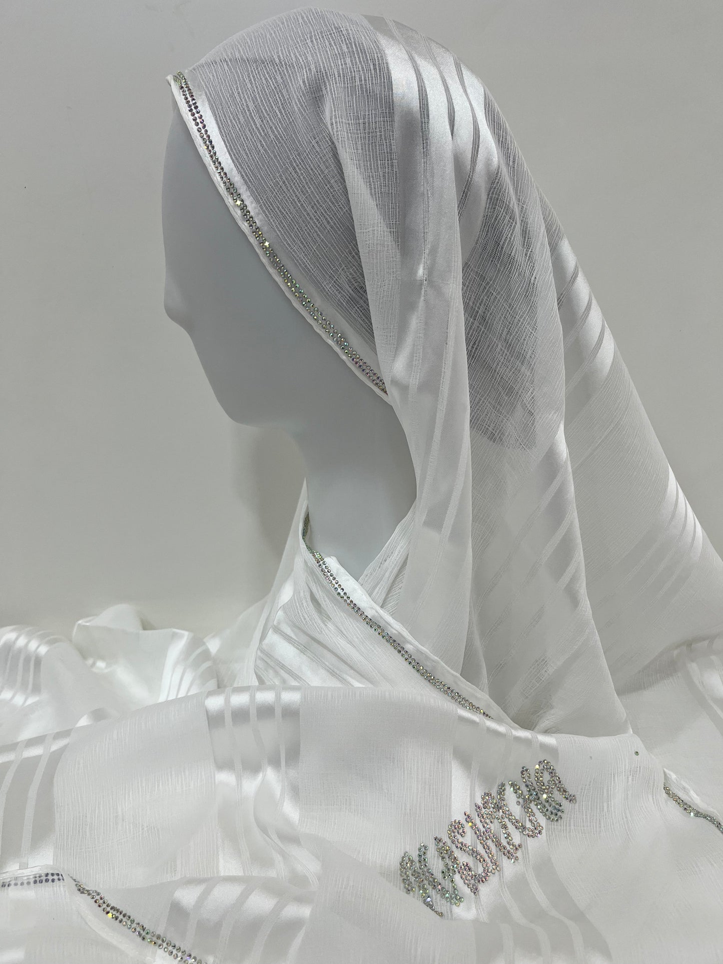 White Partywear Chiffon Hijab