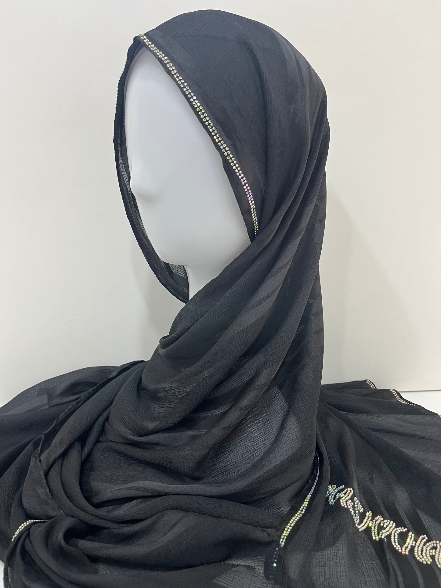 Black Partywear Chiffon Hijab