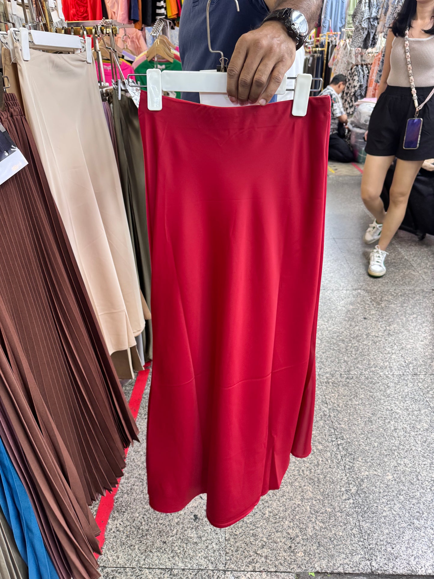Premium Soft Satin Skirt Red