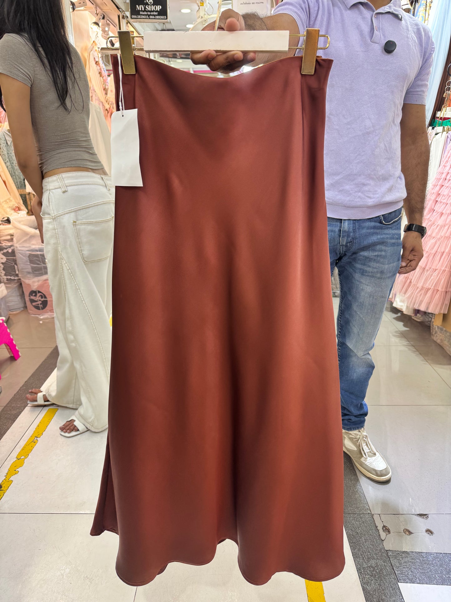 Premium Soft Satin Skirt Burnt Orange